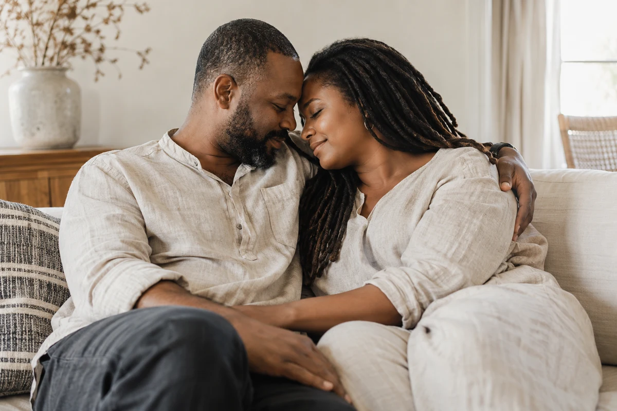 Couple dans un moment de complicité — illustration de l’harmonie intime
